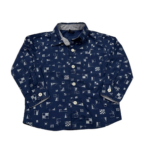 4/20$ Nautica Navy Blue Baby Toddler Button Down Shirt size 24 months